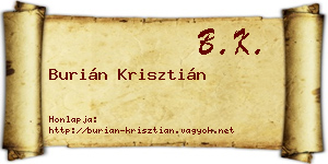 Burián Krisztián névjegykártya